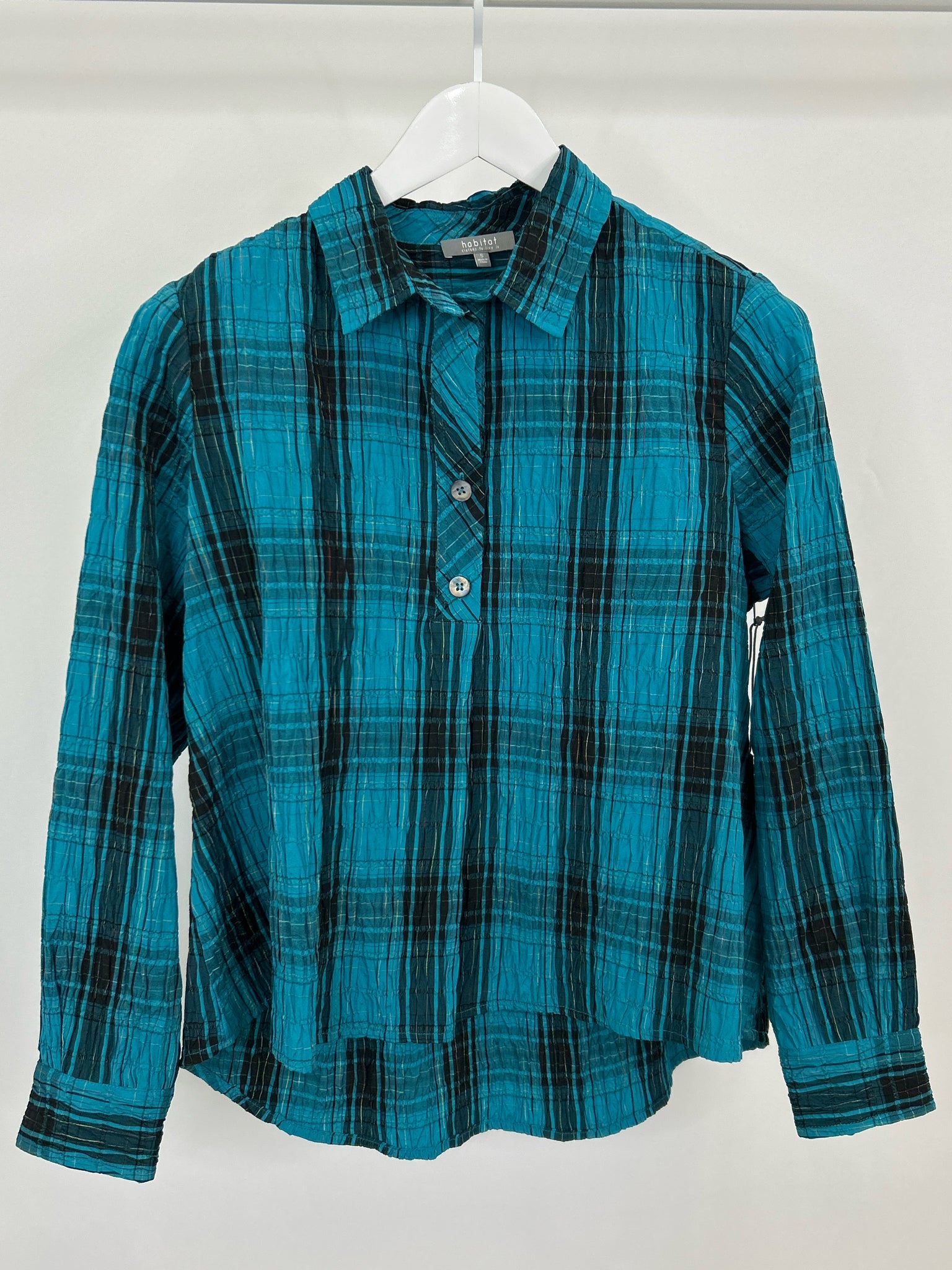 HABITAT Size S Teal and Black Women Top NWT