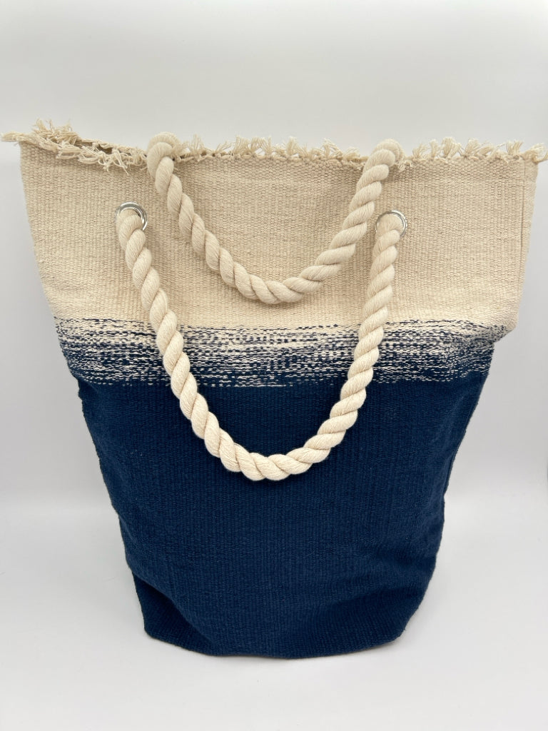 TALBOTS Ivory and Navy Tote