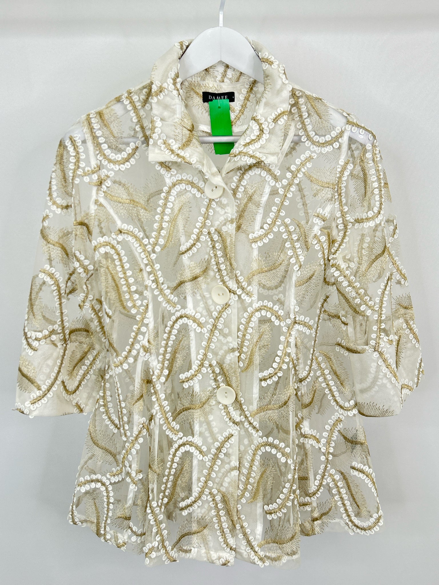 DAMEE Size S WHITE AND GOLD Women Jacket