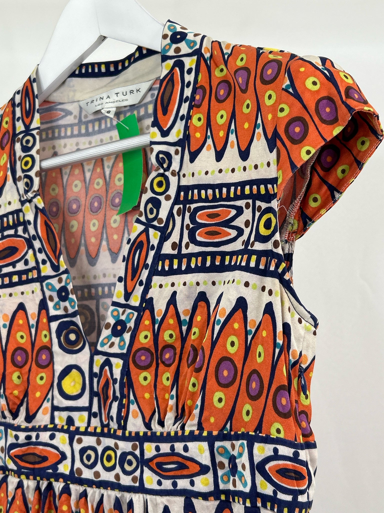 TRINA TURK Size 8 Orange Print Women Top