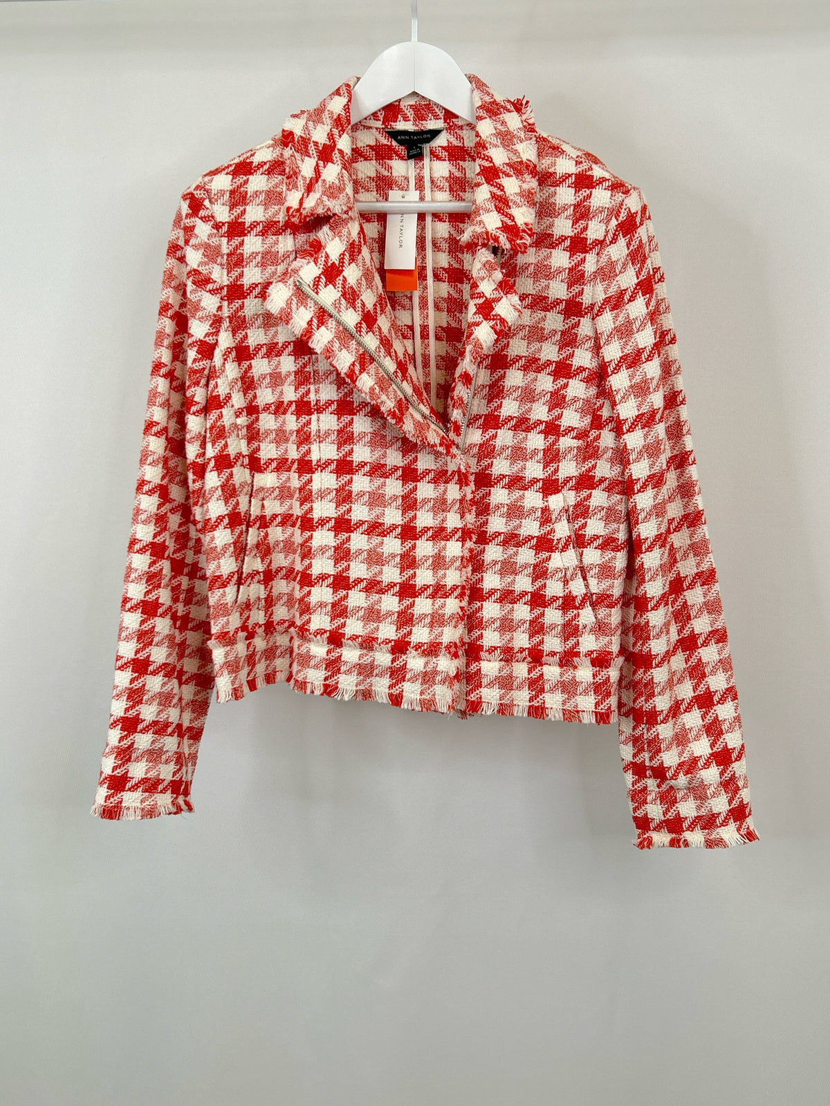 ANN TAYLOR Size L red & white Women Blazer