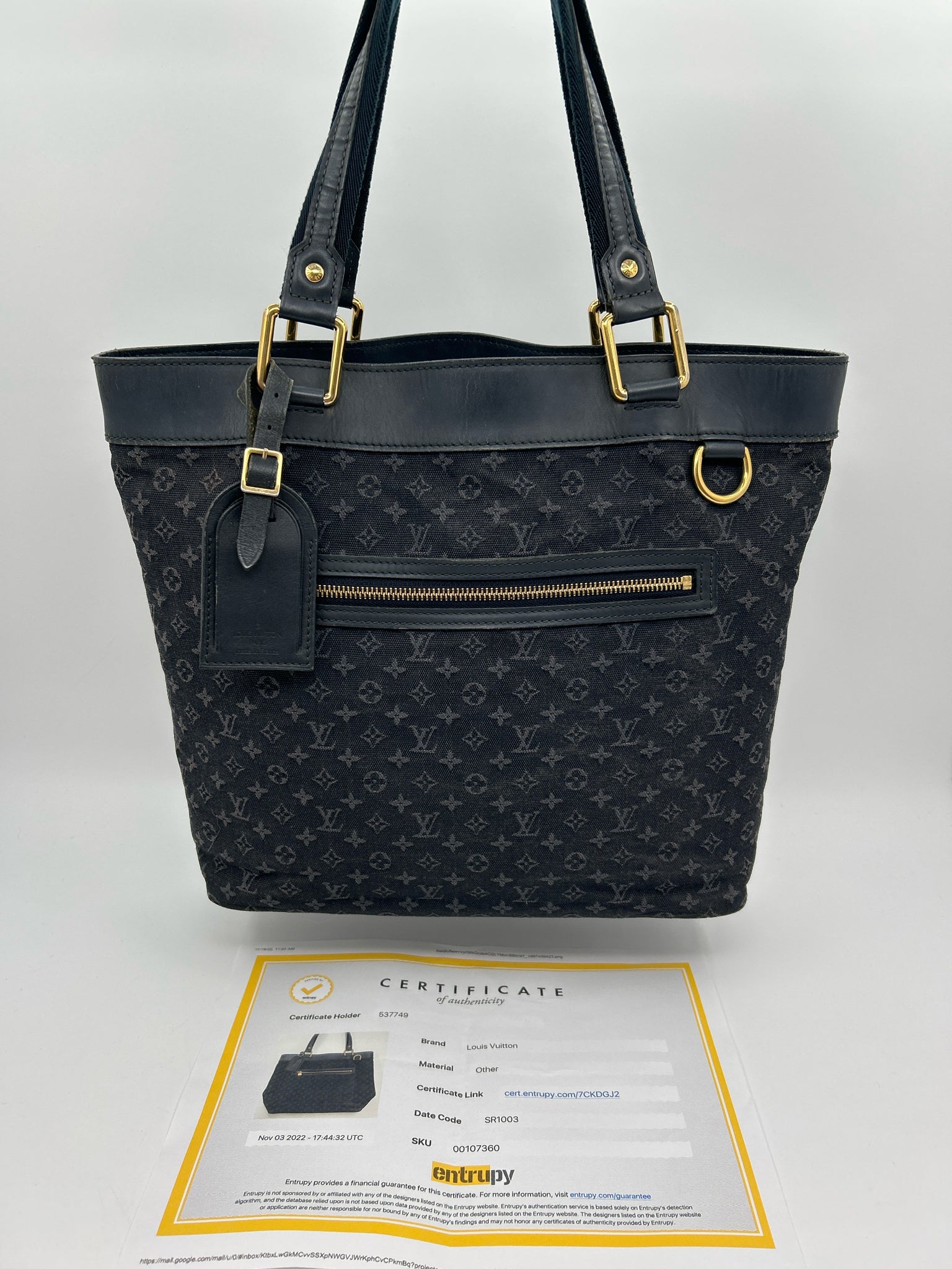 LOUIS VUITTON Navy Print Women Tote