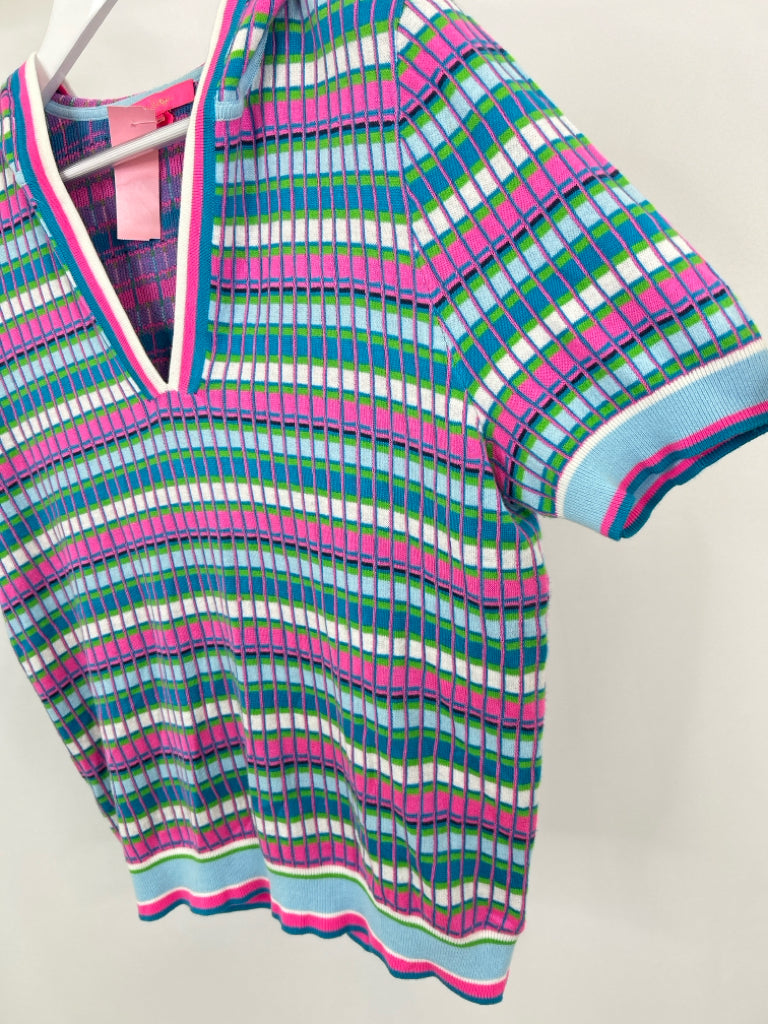 LILLY PULITZER Size XL Blue Print Women's Sweater