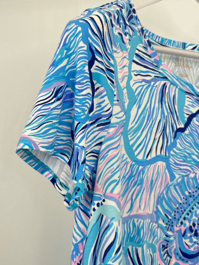 LILLY PULITZER Size L Blue Print Women's Dress