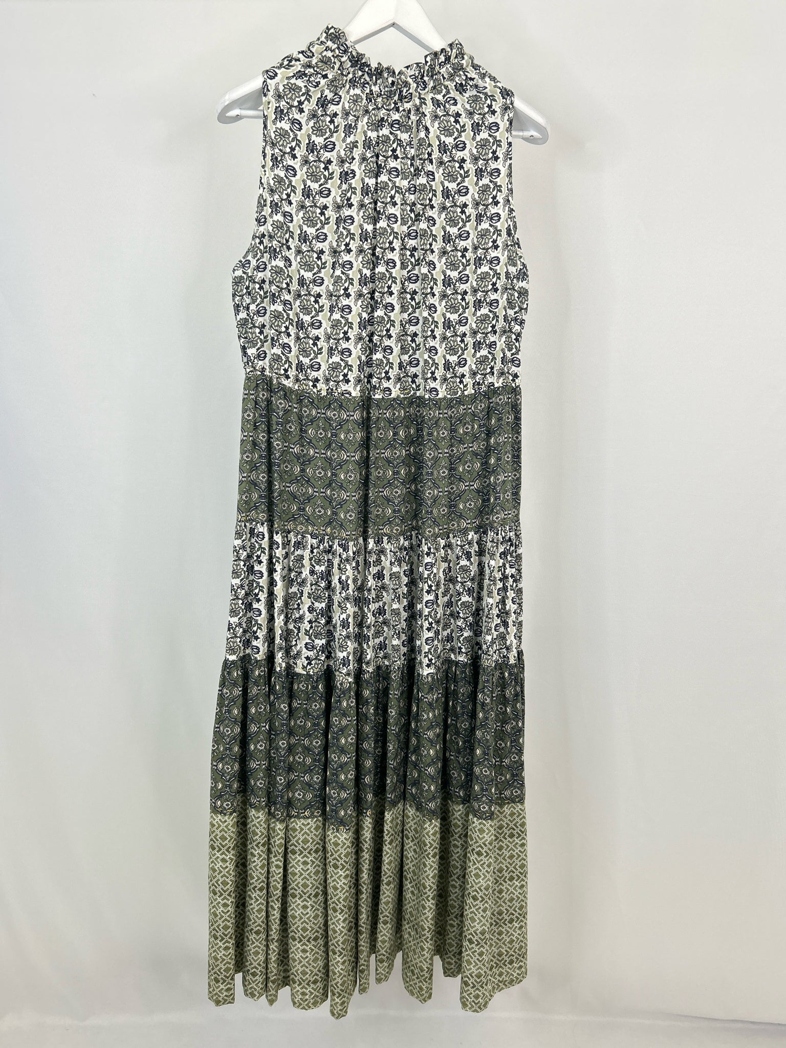 CHELSEA & THEODORE Size 1X/1T Olive Green Print Women Dress