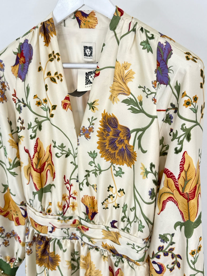 ANNE KLEIN Size S Ivory Floral Women Dress NWT