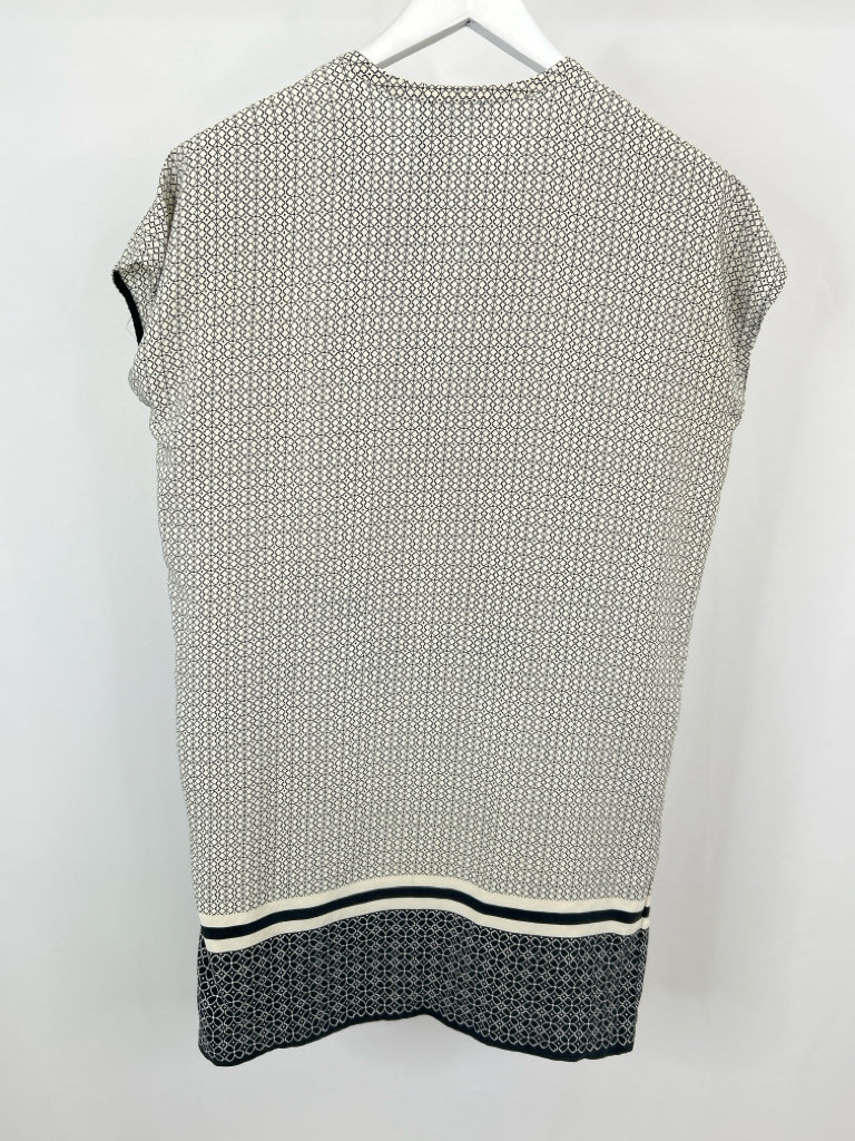 VINCE Size XS White and Black Silk Women's Dress