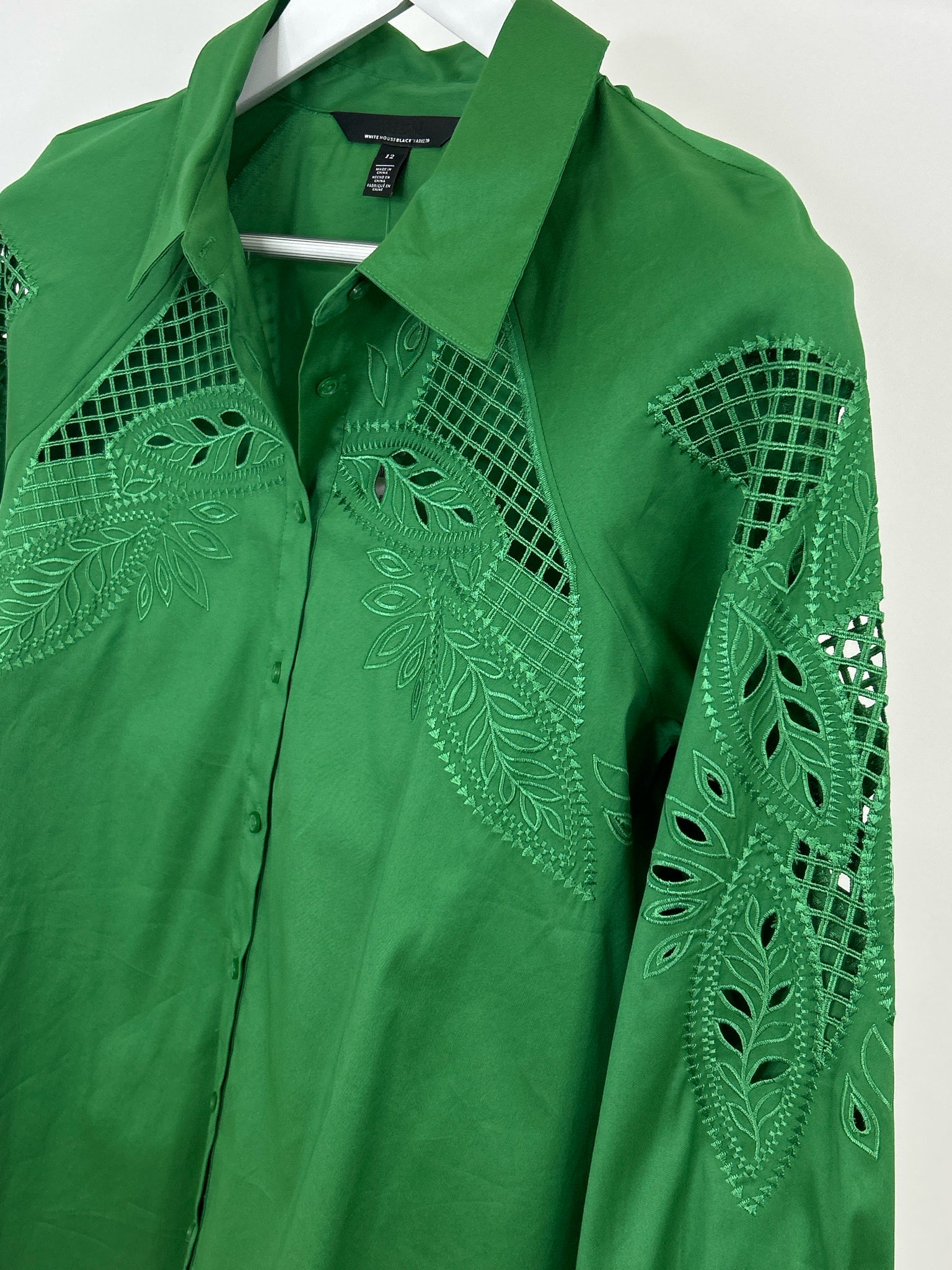 White House Black Market Size 12 Green Women Shirt