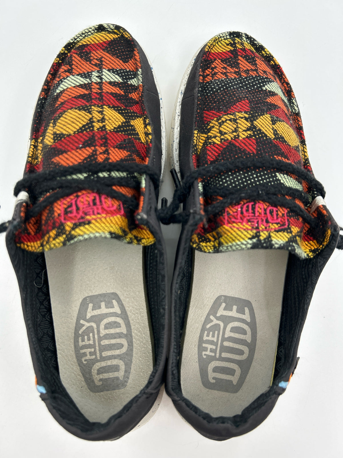 Hey Dude Size 7 Black Print Women Sneakers