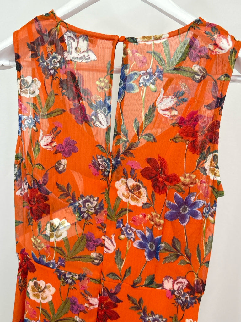 CALVIN KLEIN Size 6 Orange Floral Women's Dress NWT