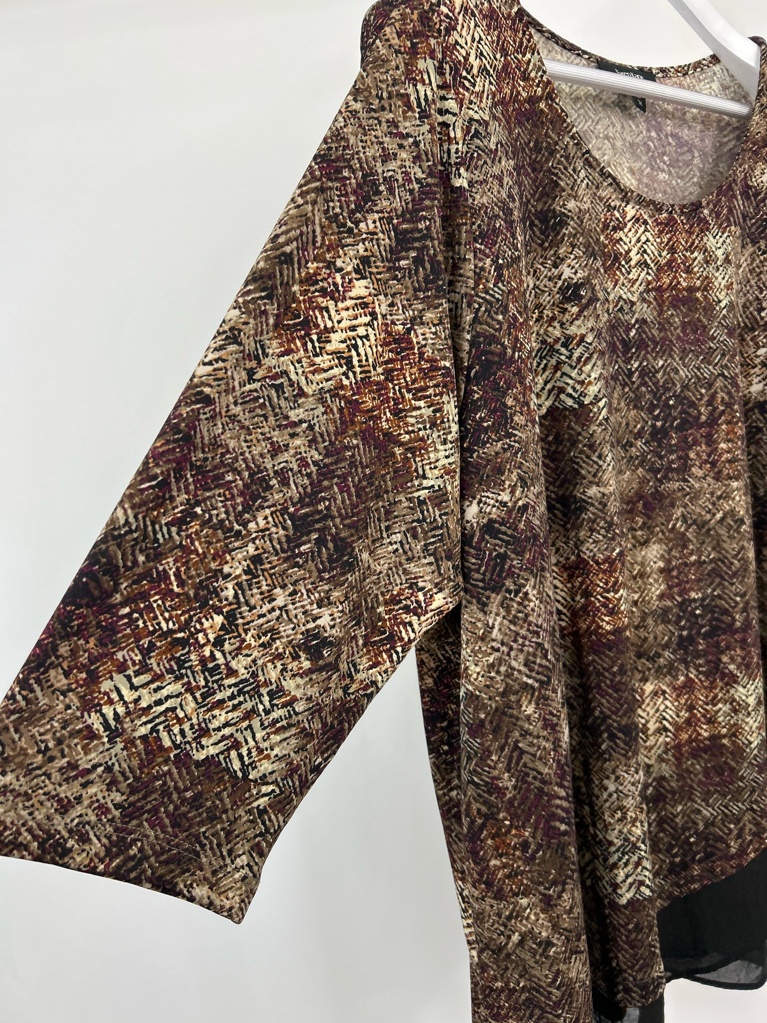 KAREN KANE Size 3X Brown Print Women Top NWT