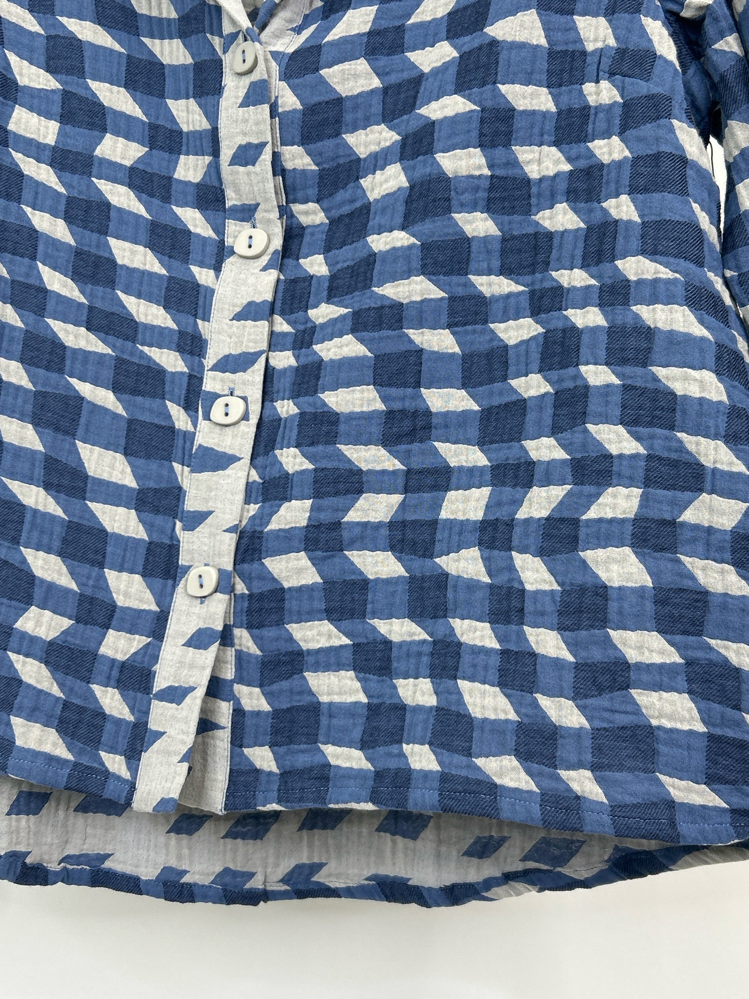 OLIVIA BY HABITAT CLOTHES Size S Blue Print Women Shirt NWT