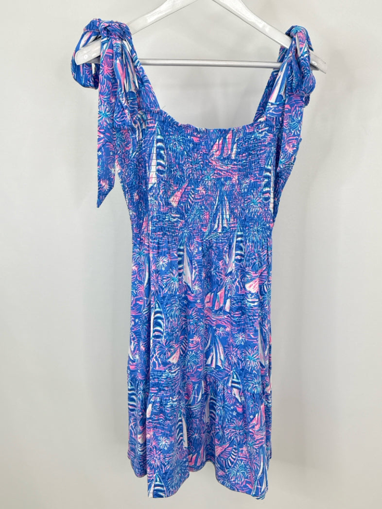 LILLY PULITZER Size L Blue Print Women Dress