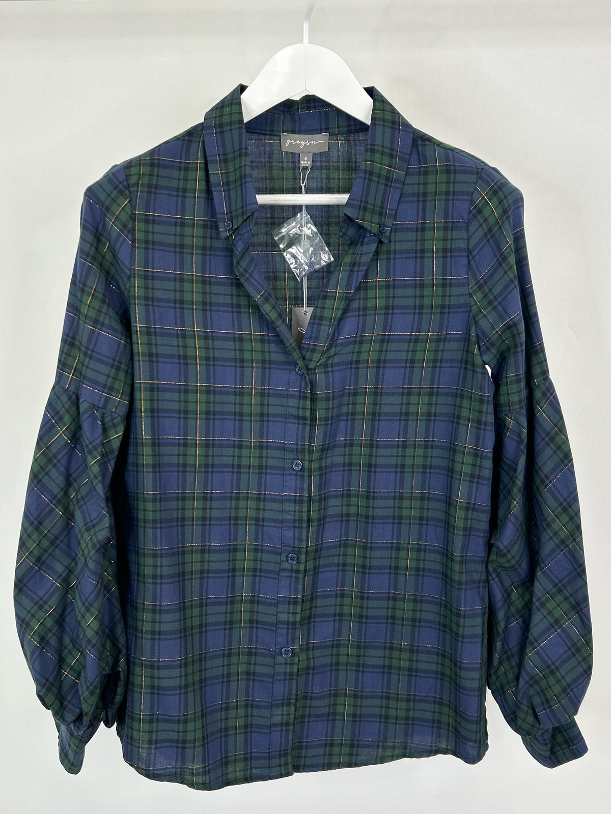GREYSON Size S Navy plaid Women Shirt