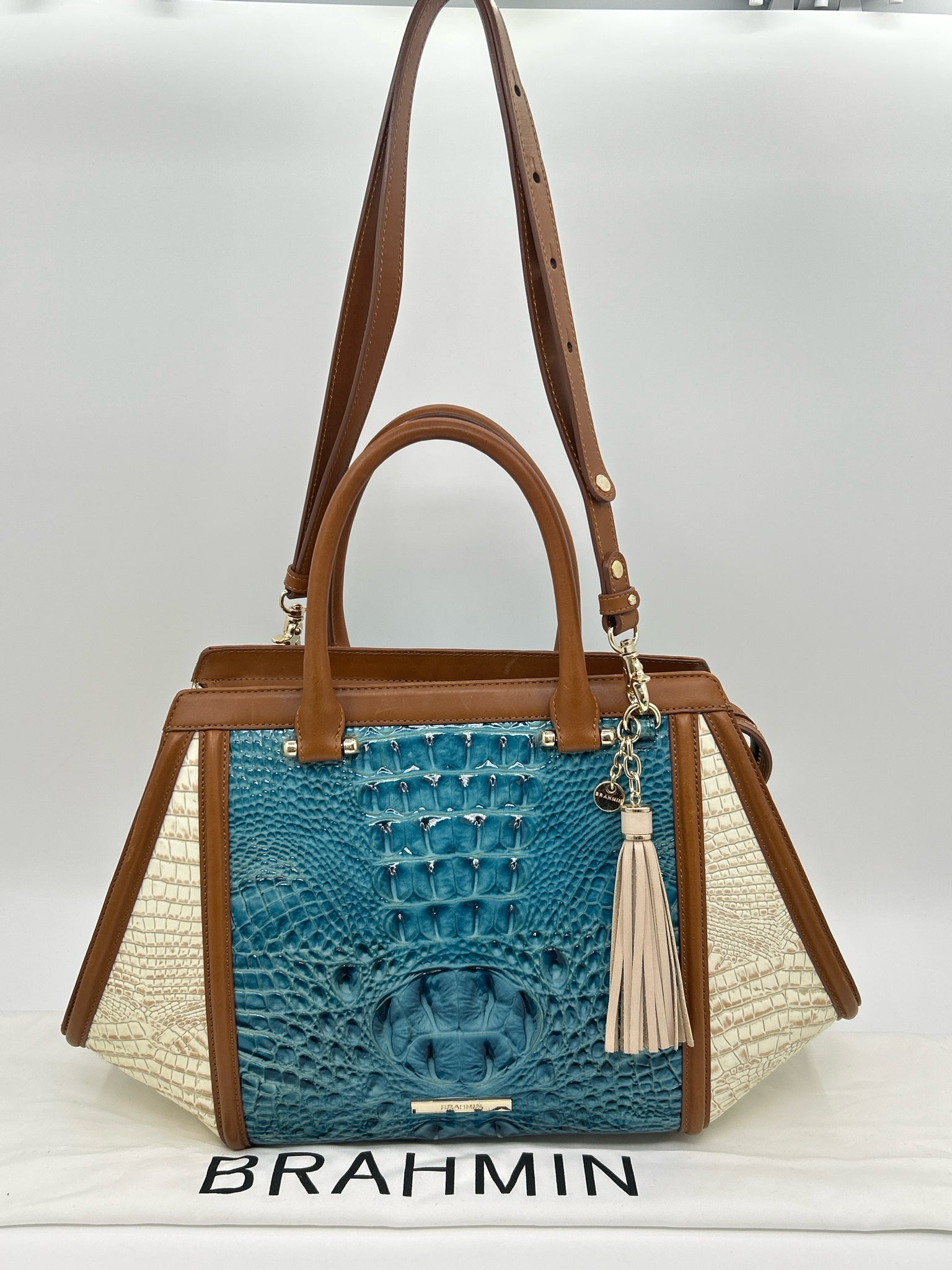 BRAHMIN BEIGE AND TEAL Women Purse