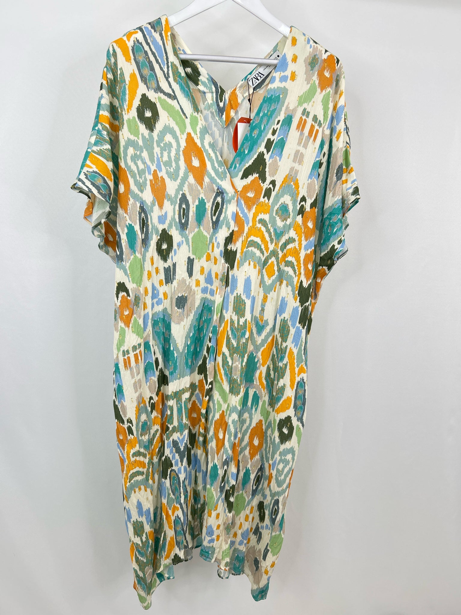 ZARA Size XL/XXL Green Print Women Dress