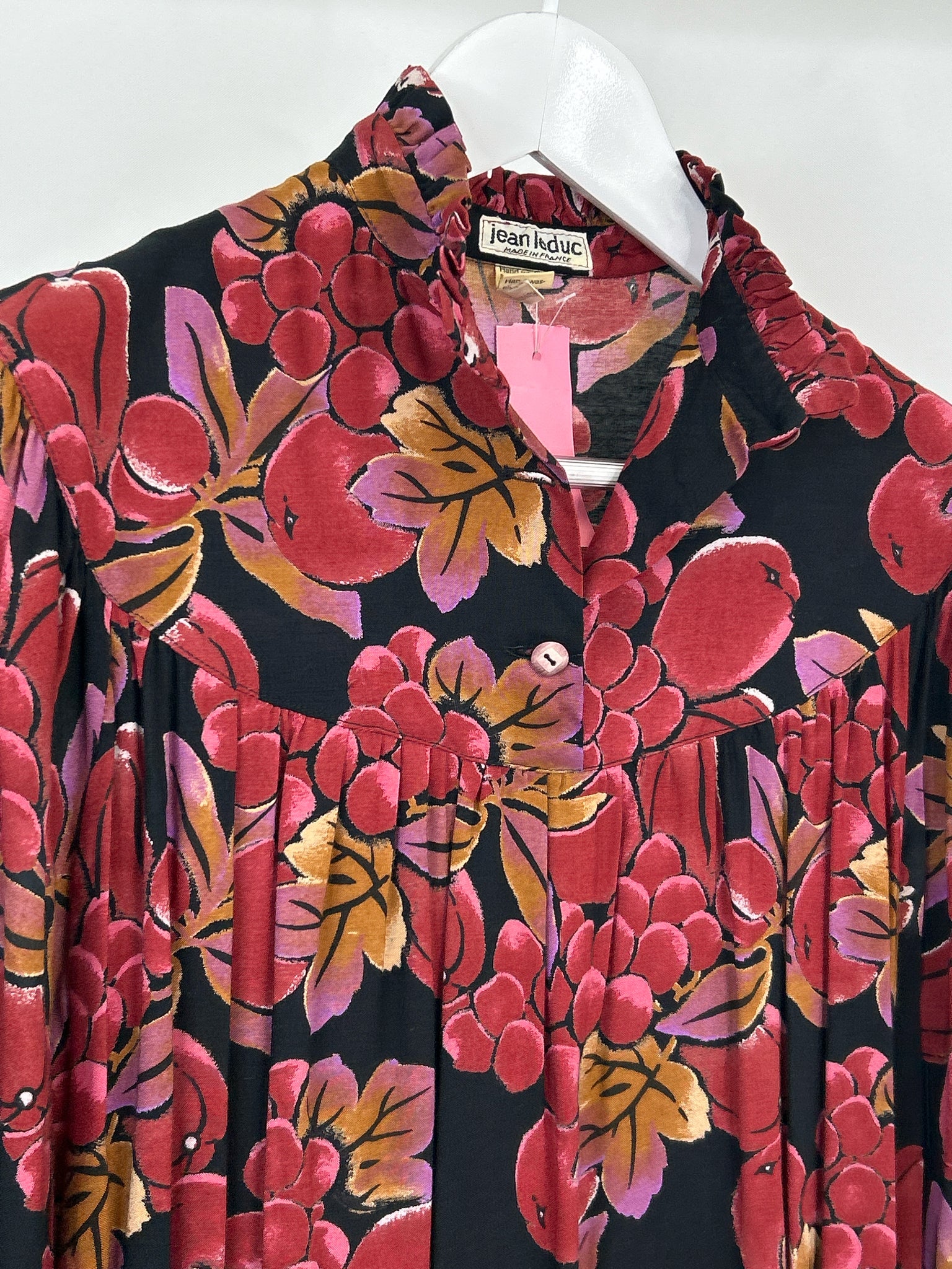 JEAN LEDUC MADE IN FRANCE Size S/M Black Floral Women Dress