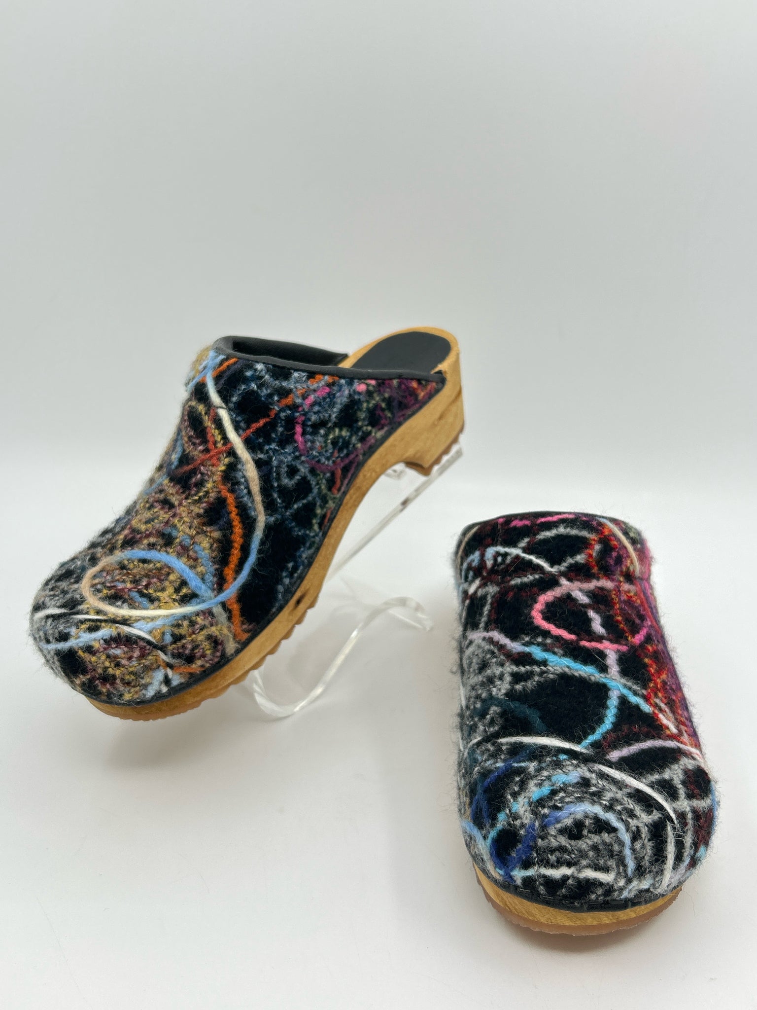 SANITA Size 37/7 Black Print Women Clogs