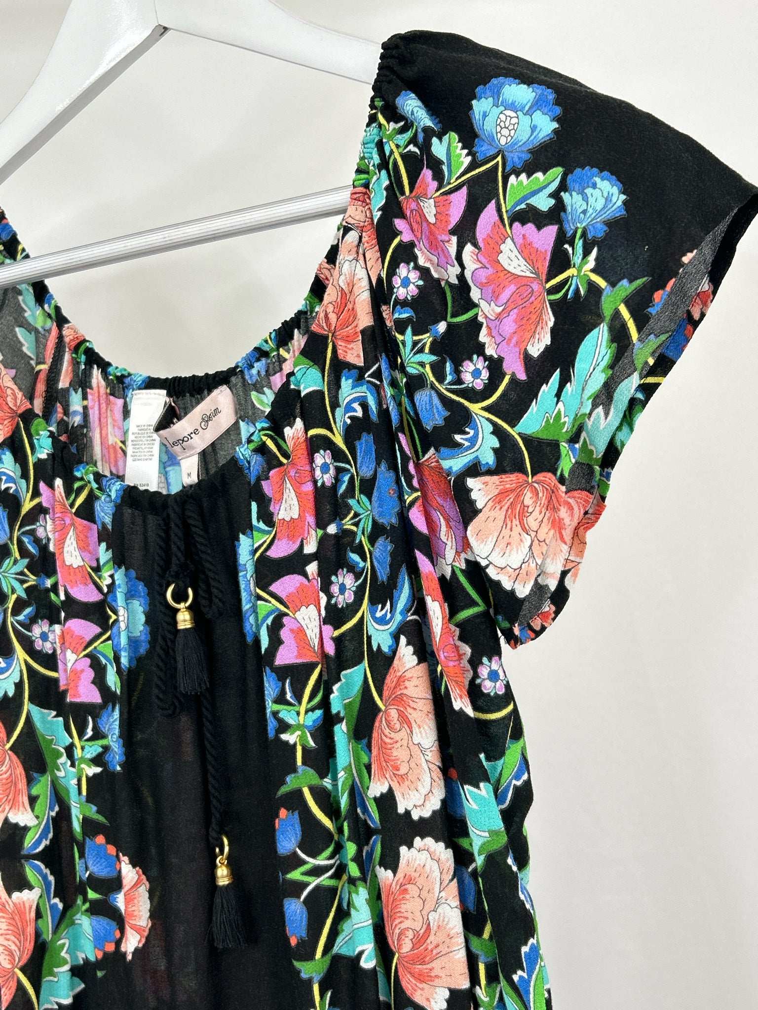 NANETTE LEPORE SWIM Size M Black Floral Women Dress Cover Up NWT