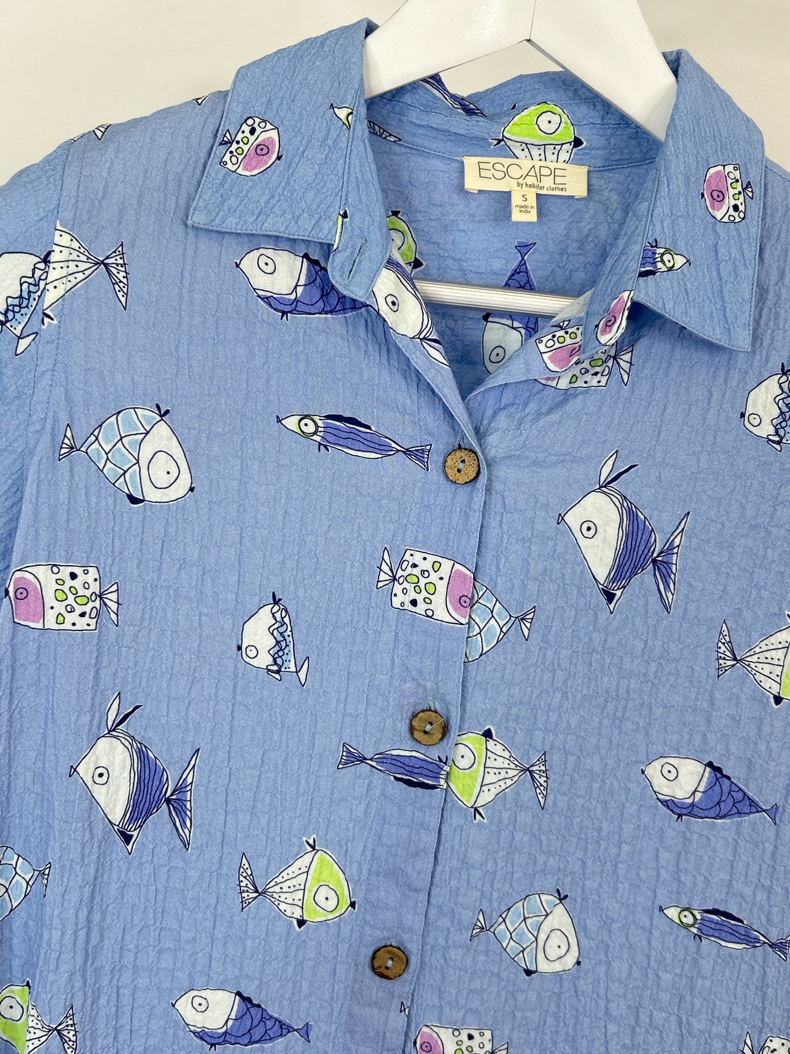 Escape by Habitat Clothes Size S Blue Print Women Shirt