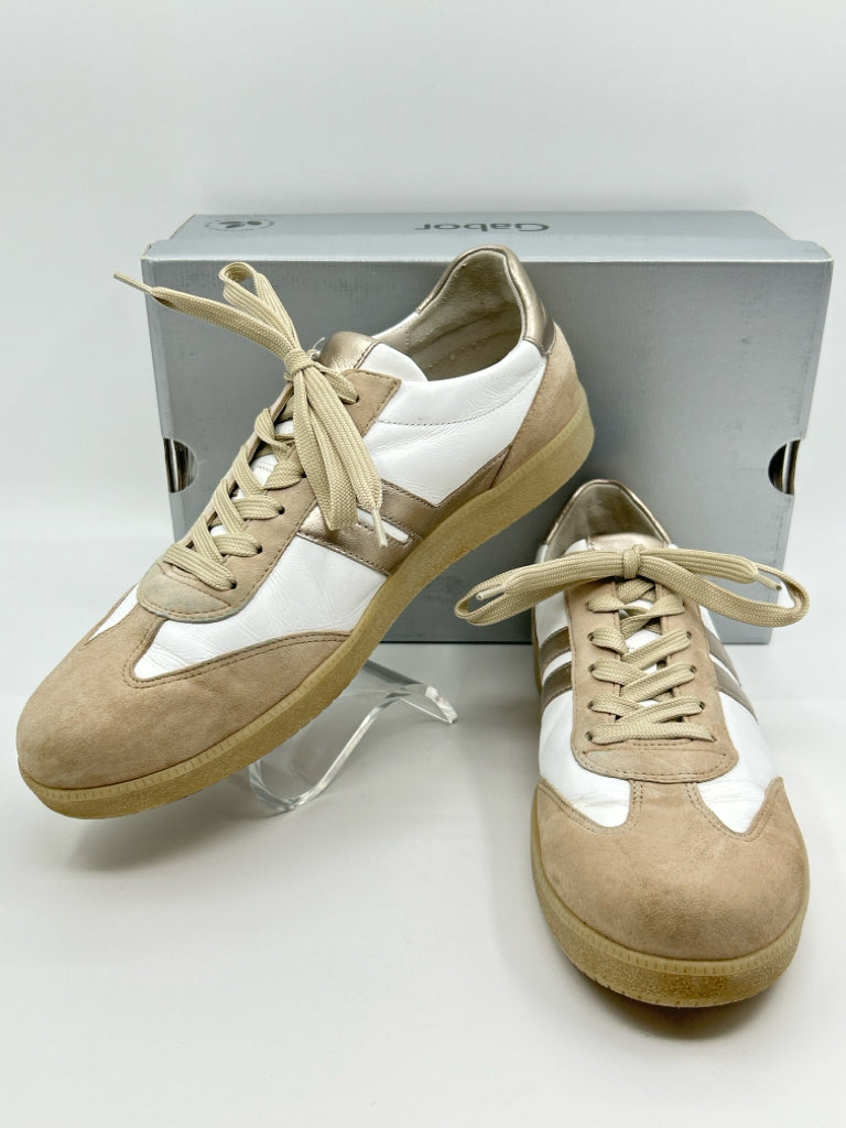 GABOR Size 10.5 BEIGE AND WHITE Women's Sneakers