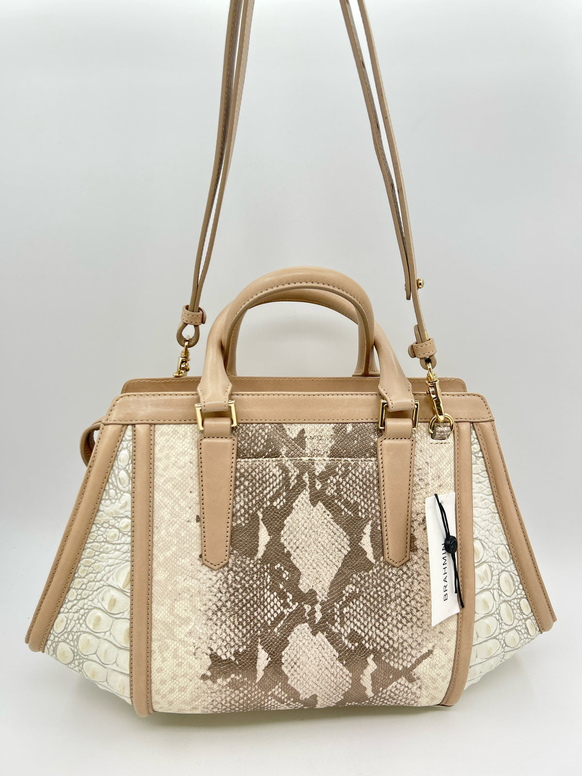 BRAHMIN NWT Beige Print Women Purse