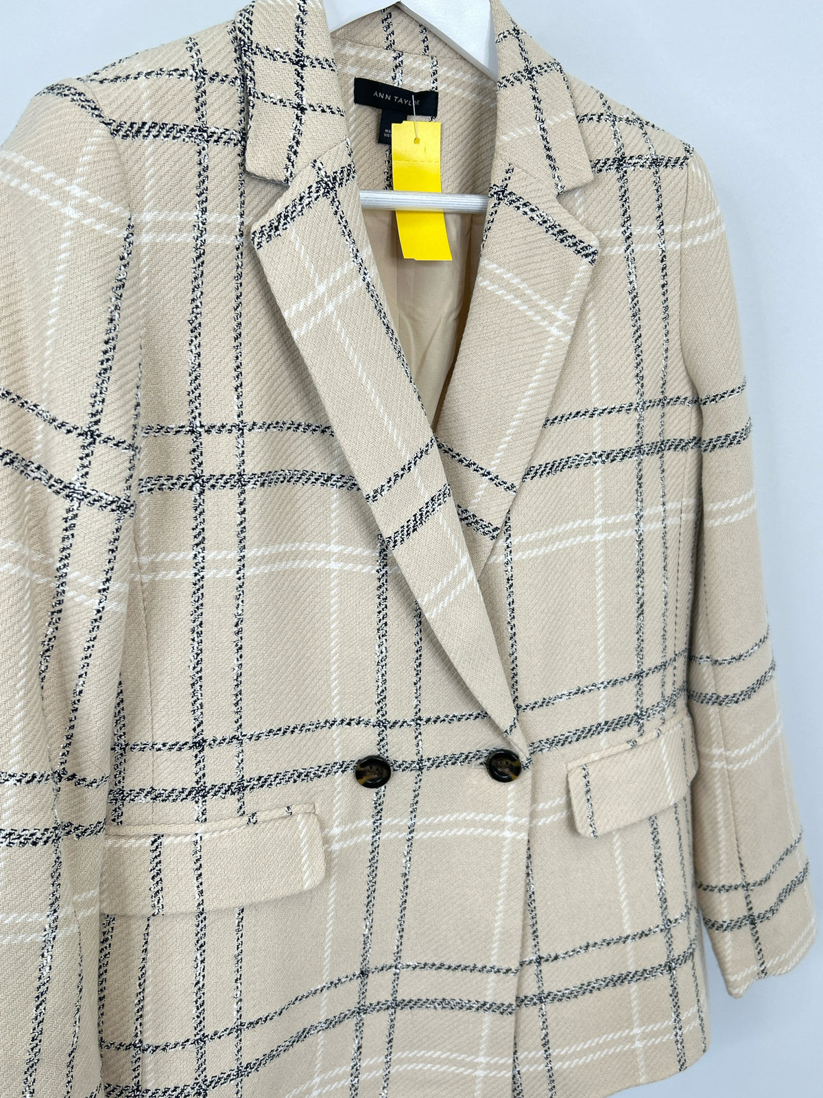 ANN TAYLOR Size 4 Beige Plaid Women Blazer
