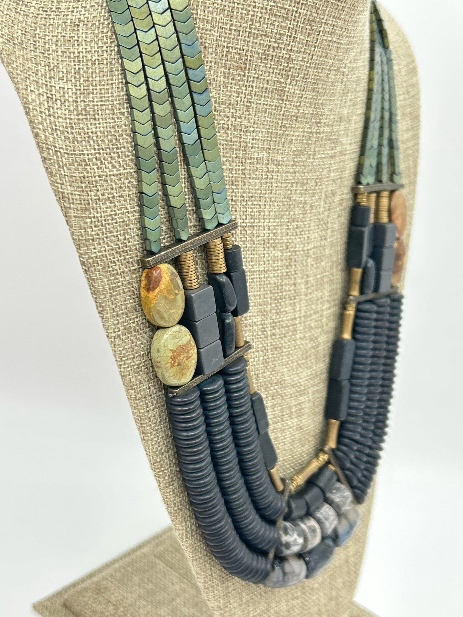 DAVID AUBREY Charcoal & Green Necklace