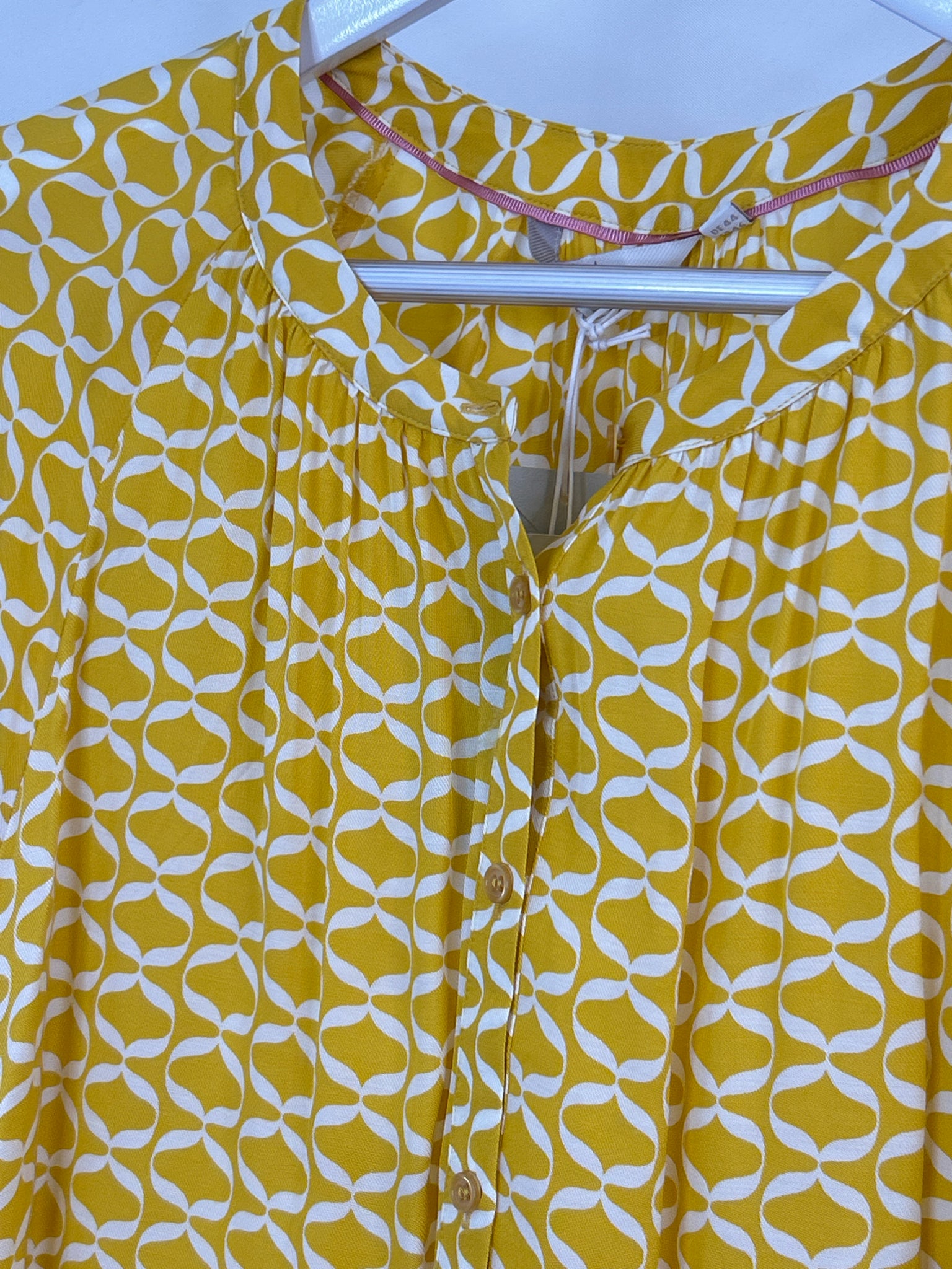 BODEN Size 14 Yellow and White Women Blouse
