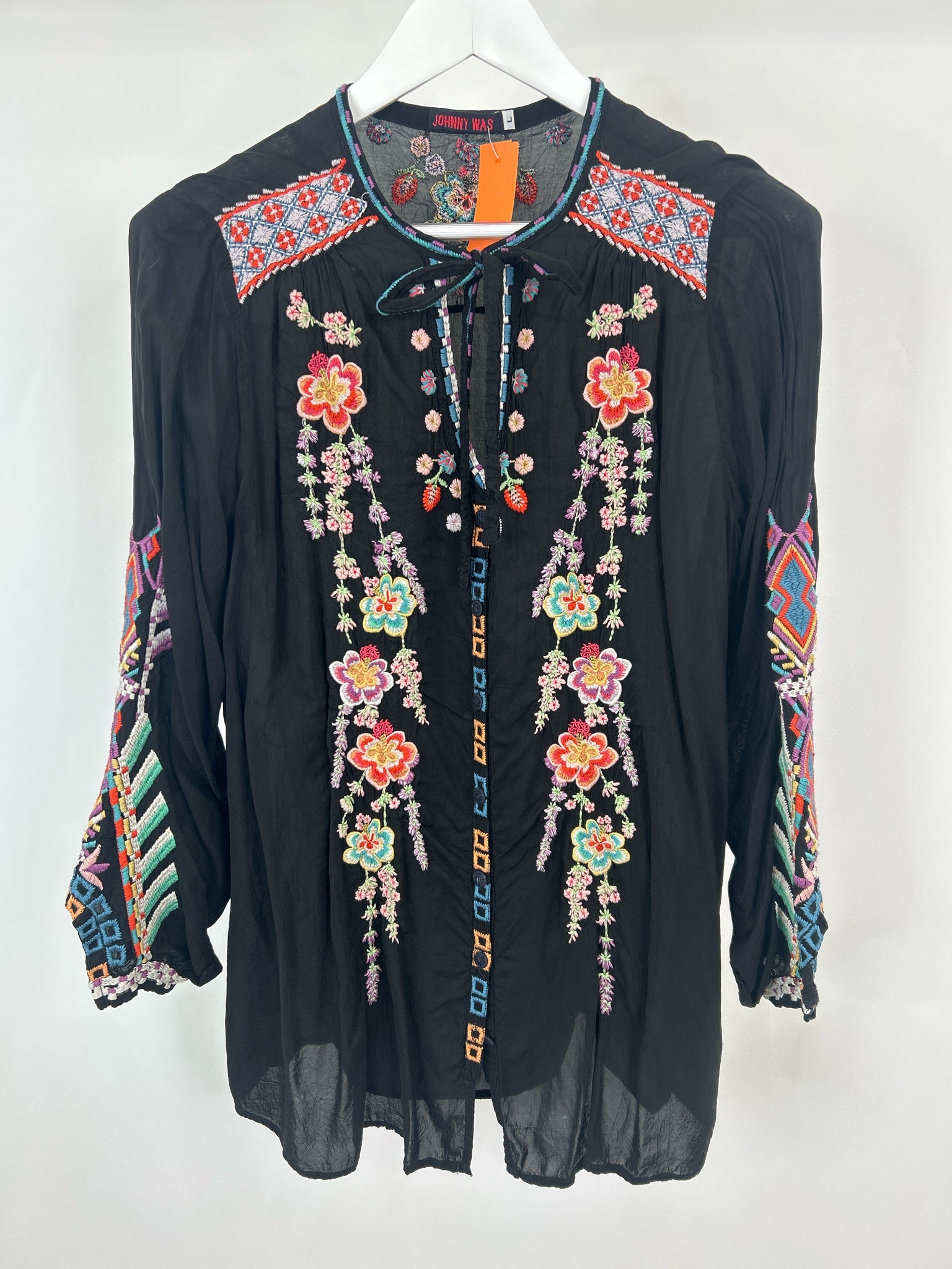 JOHNNY WAS Size L Black Women Tunic