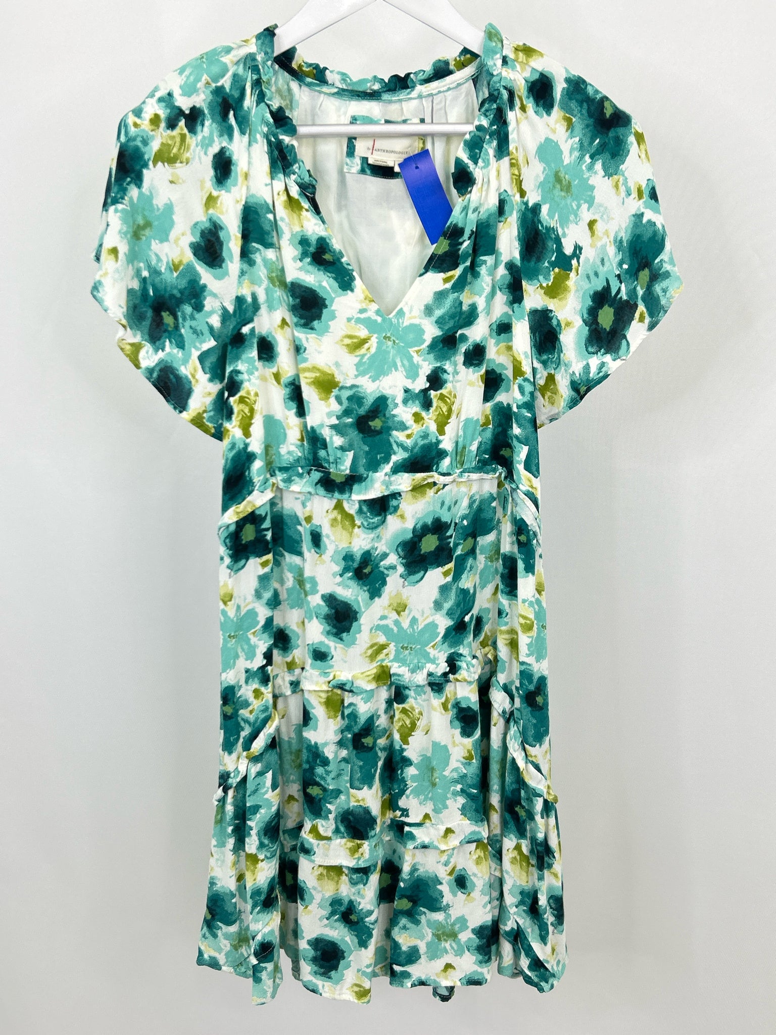 ANTHROPOLOGIE Size S WHITE AND GREEN Women Dress