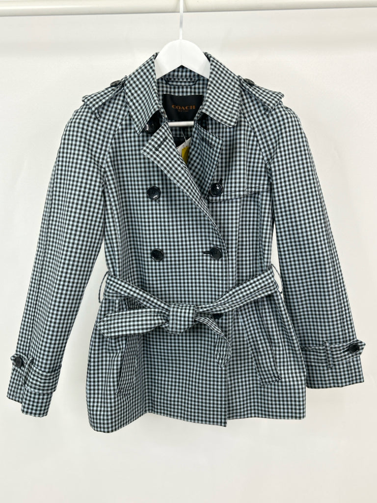 COACH Size S Blue and Black Women Trench Coat NWT