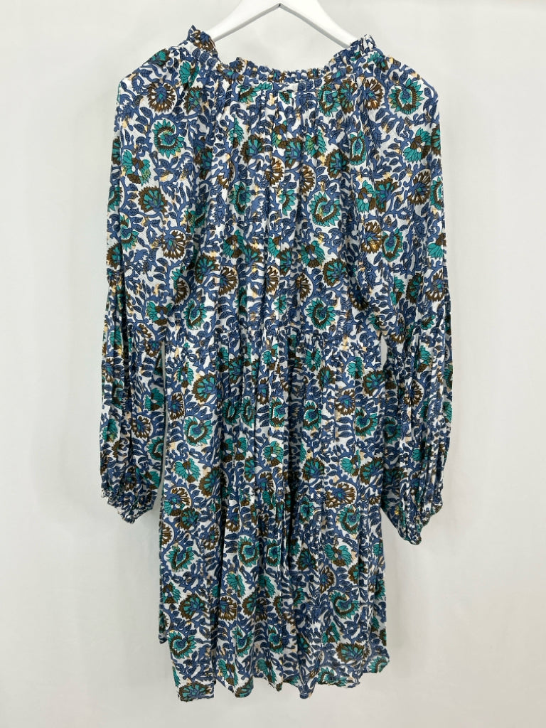 OLIPHANT Women Size 2XL Blue Print Dress