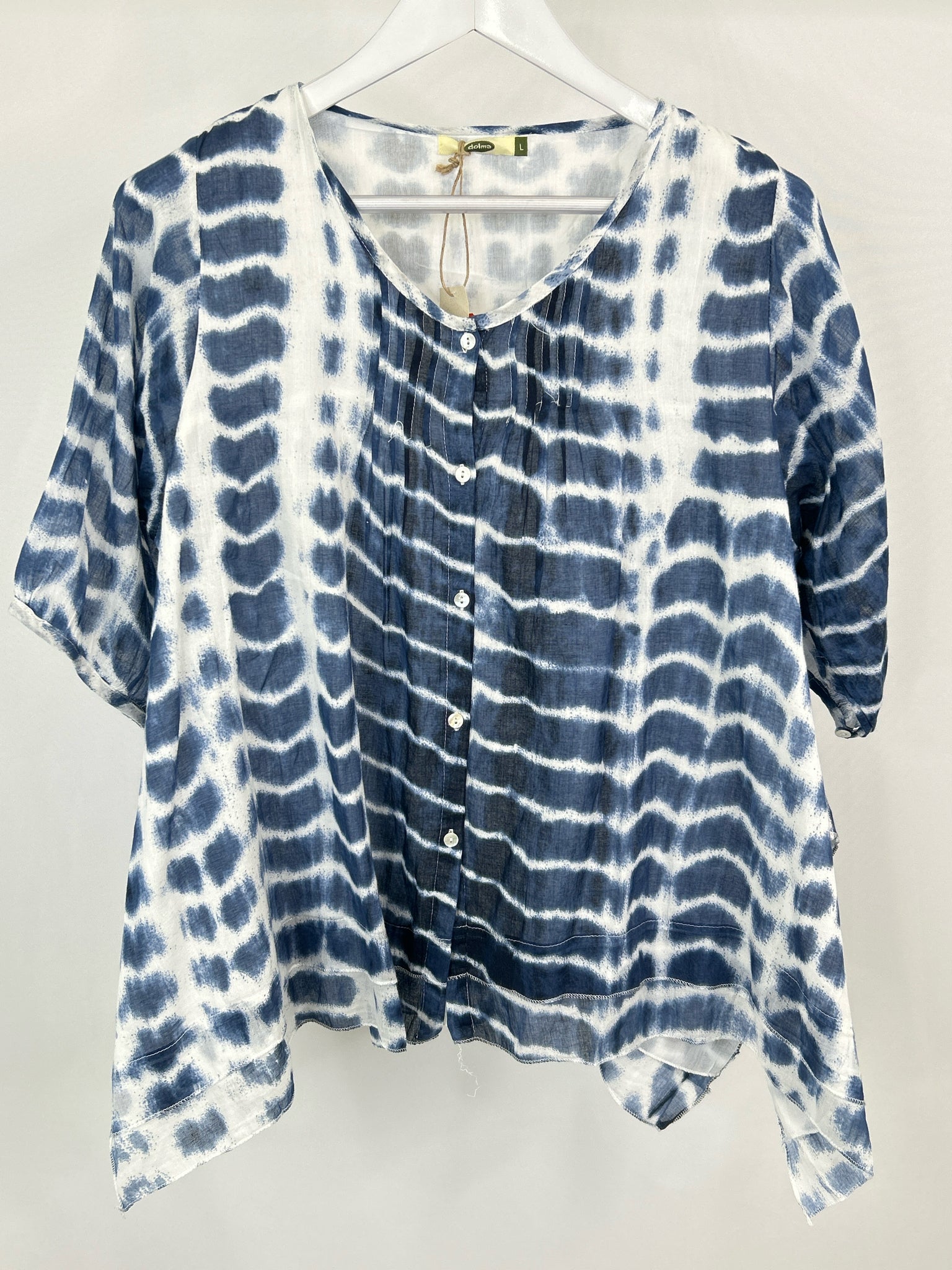 DOLMA Size L Navy Print Women Top NWT