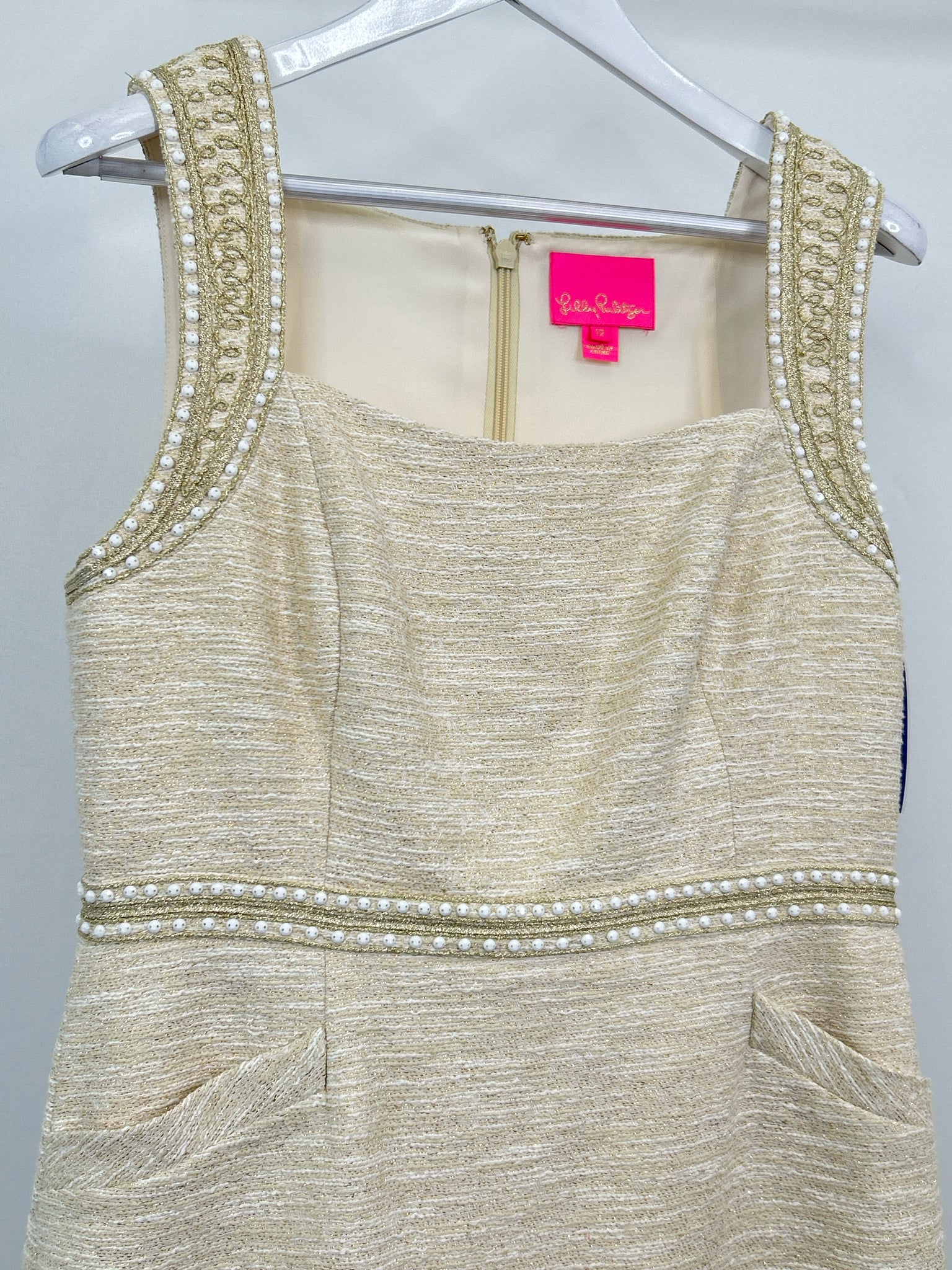 LILLY PULITZER Size 12 Beige Metallic Women Dress