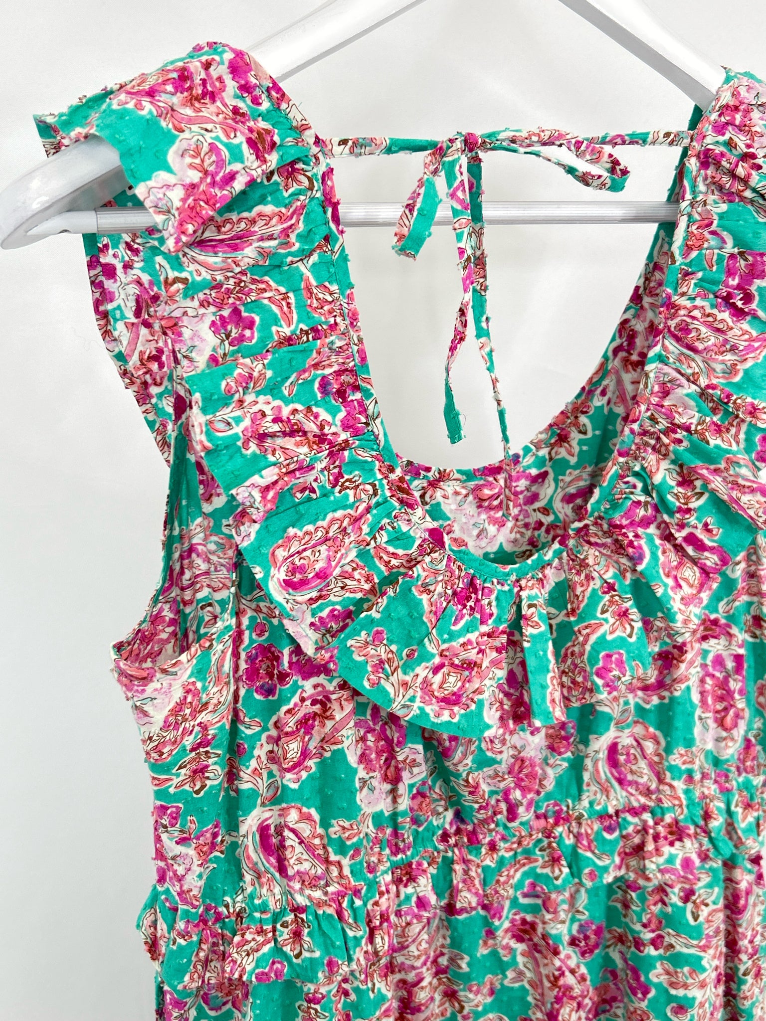 J. CREW Size 14 Aqua Green Print Women Dress