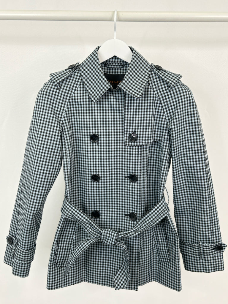 COACH Size S Blue and Black Women Trench Coat NWT