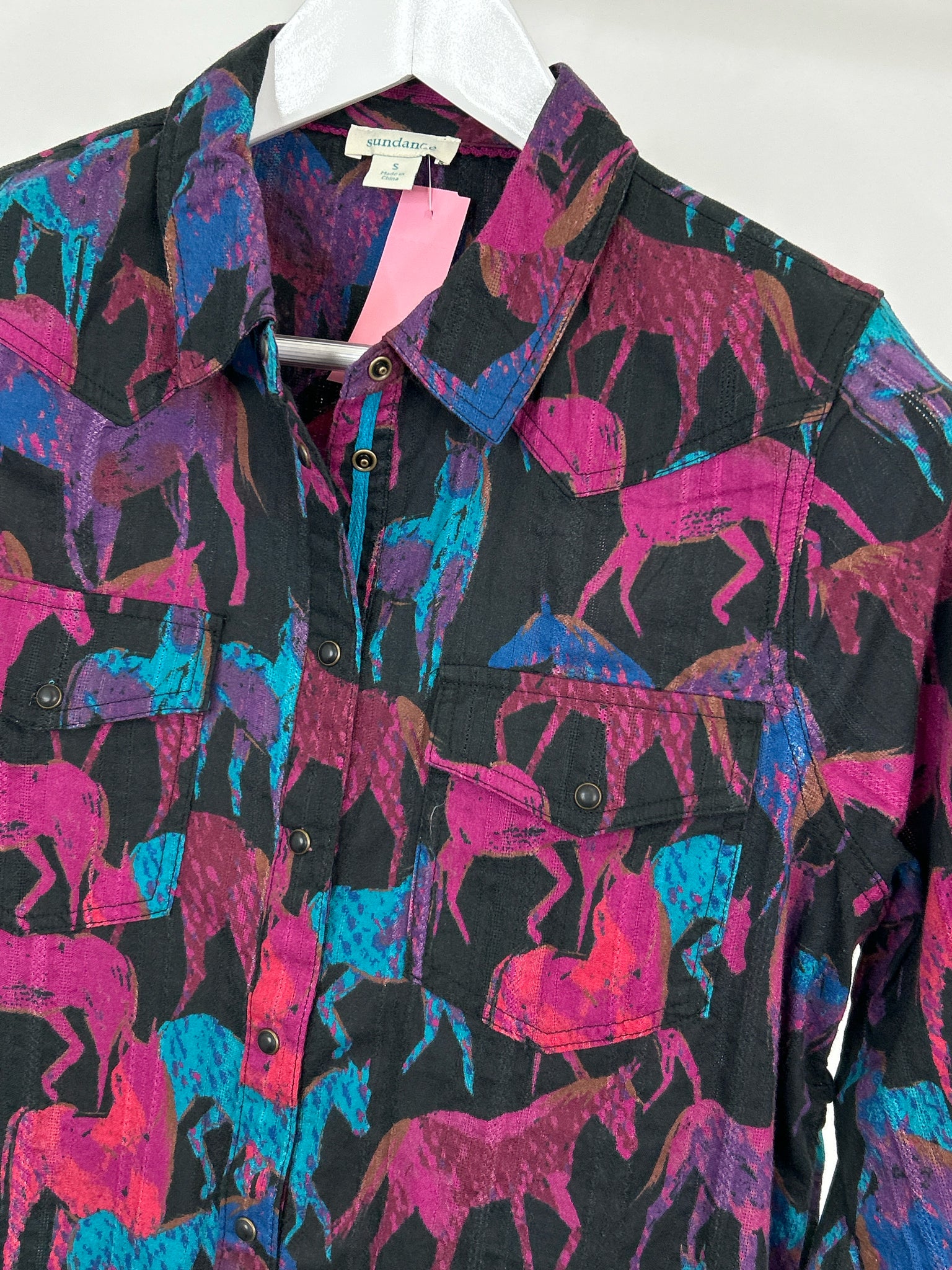 SUNDANCE Size S Black Print Women Shirt