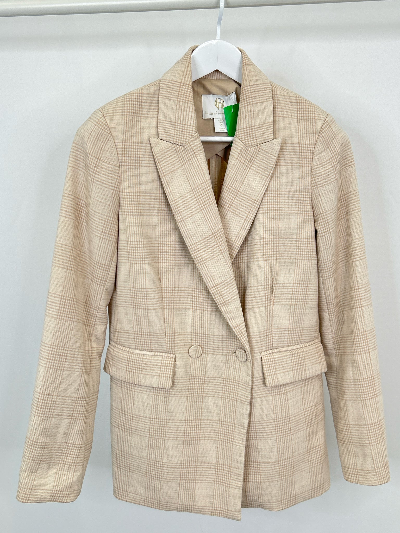 HOUSE OF HARLOW 1960 Size S Beige Plaid Women Blazer