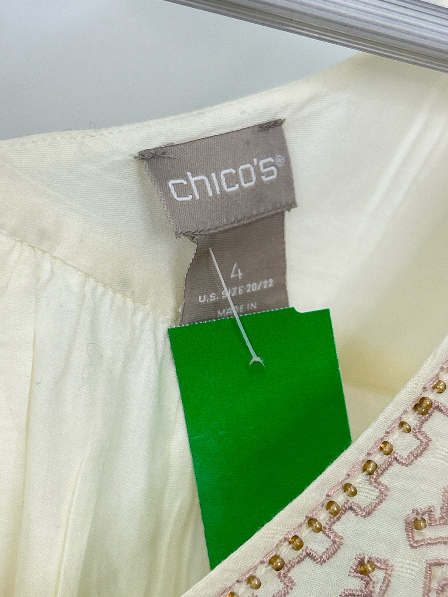 CHICO'S Size 20/22 ecru Women Top