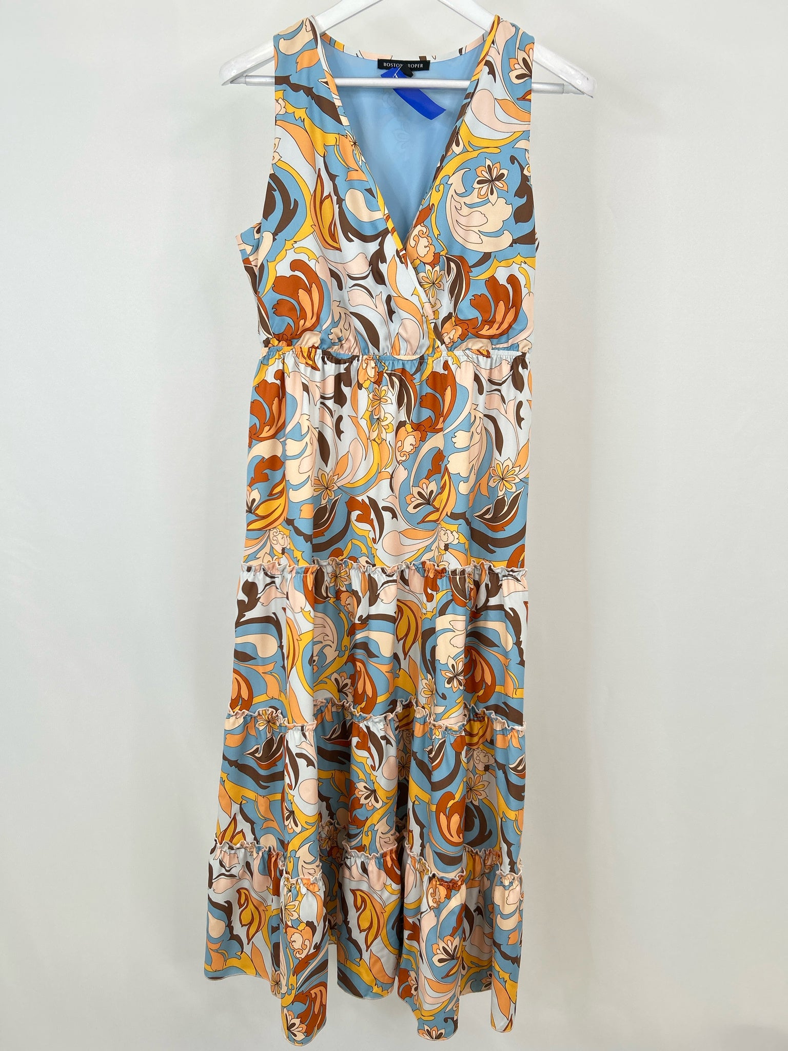 BOSTON PROPER Size M BLUE AND ORANGE Women Dress