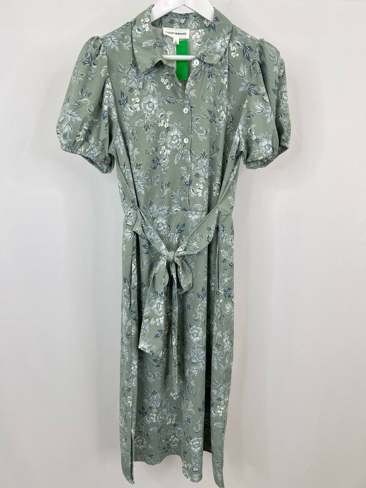 LUCKY BRAND Size L SAGE FLORAL Women Dress