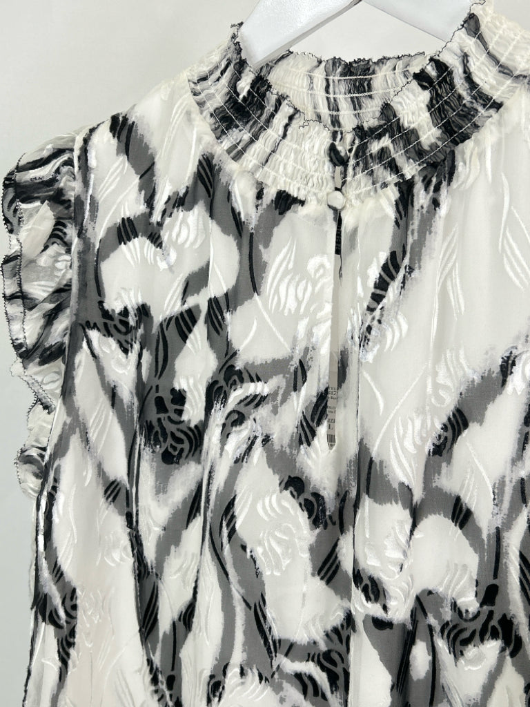 White House Black Market White Print Women's Top
