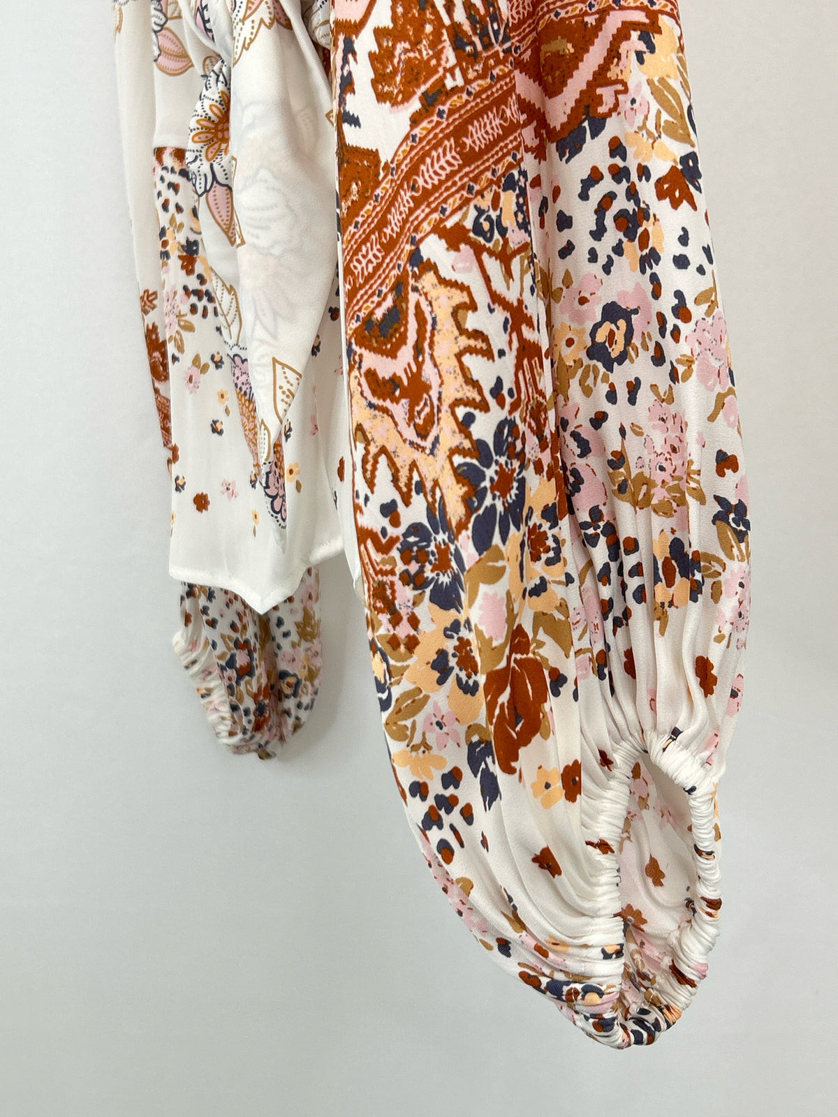 FREE PEOPLE Size M White Floral Women Blouse