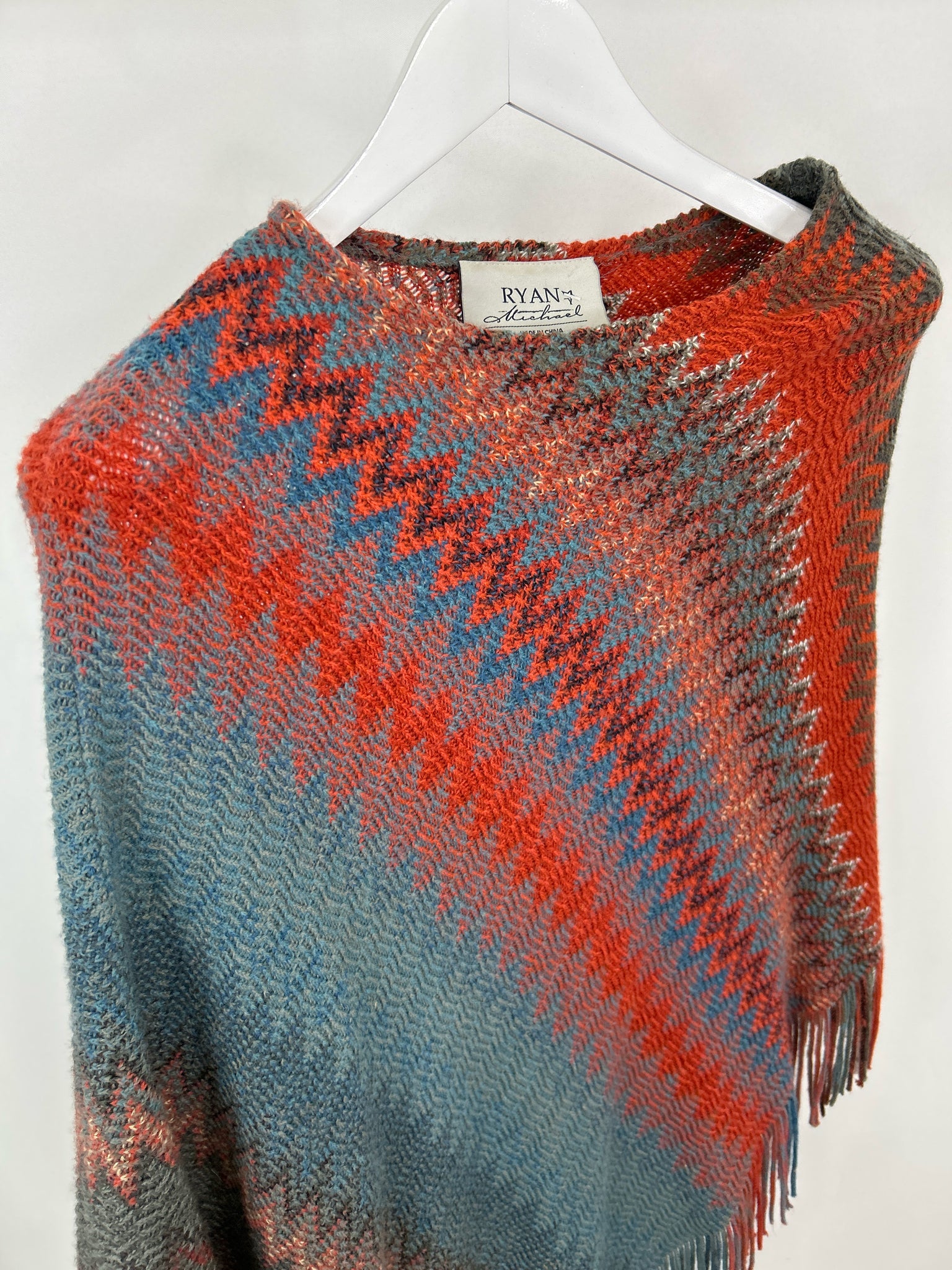 RYAN MICHAEL Size One Size orange and blue Women Poncho