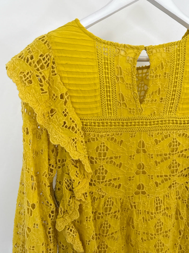 BY ANTHROPOLGIE Size 8 Mustard Women Top