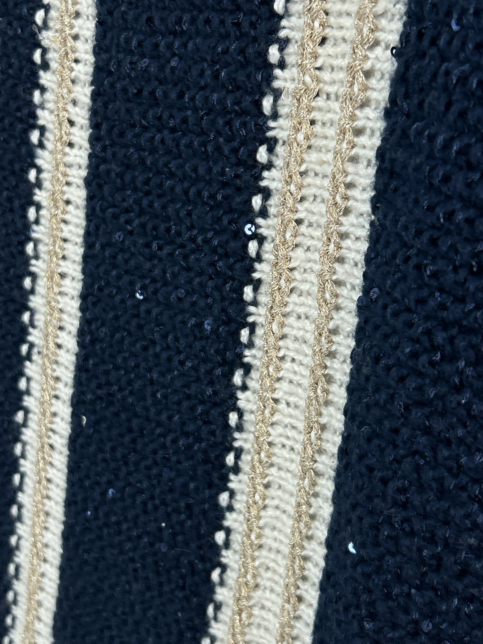 CHICO'S Size S Ivory and Navy Women Sweater
