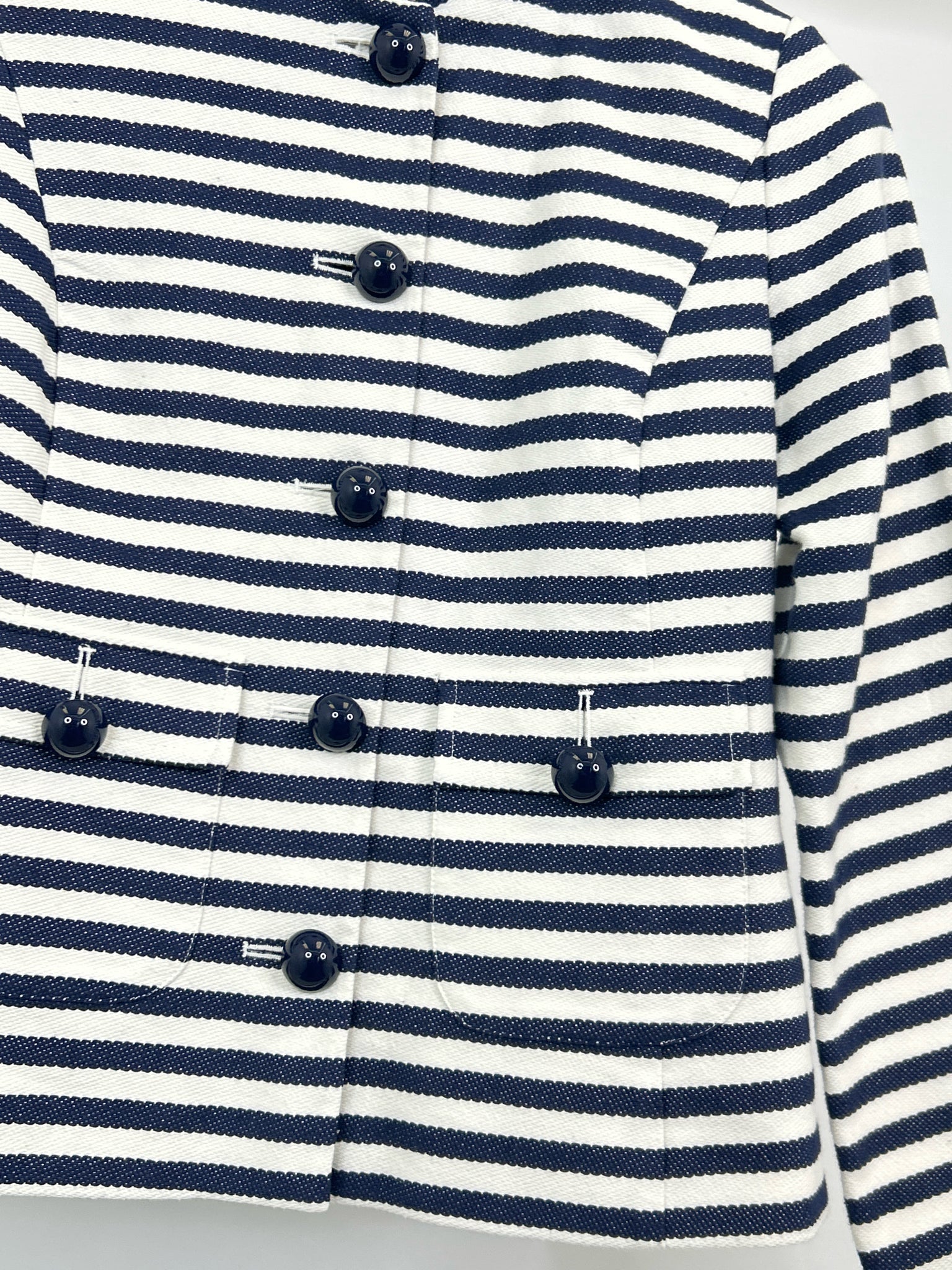 SAIL TO SABLE Size XS Navy Striped Women Blazer NWT