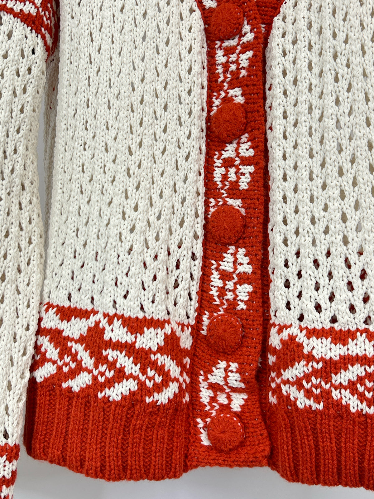 POL Size L WHITE AND RED Women Cardigan