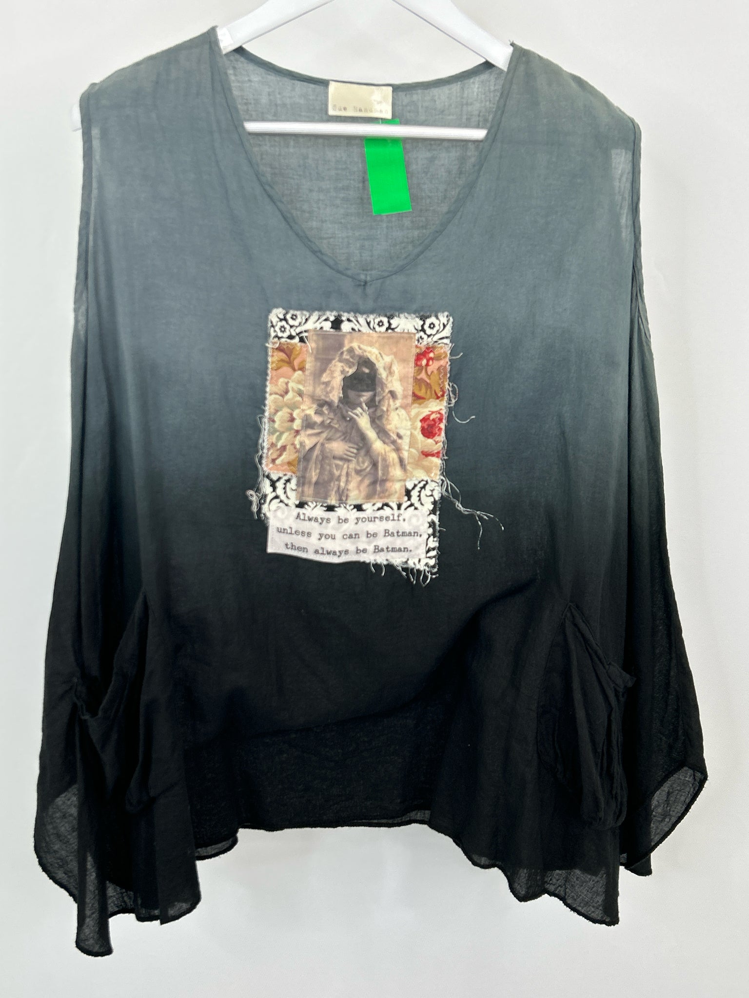 SUE HANDMAN One Size Grey and Black Women Tunic
